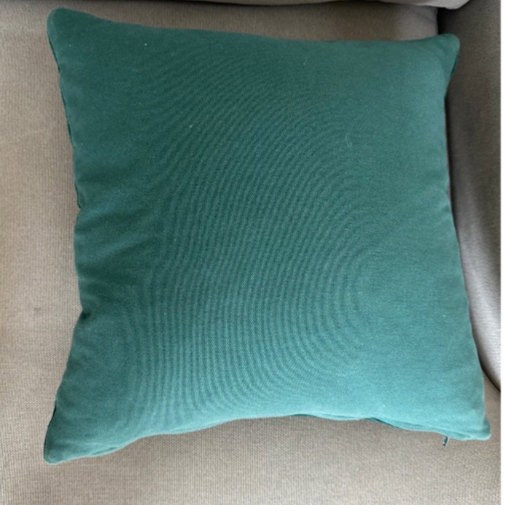 CB2 Channeled Velvet Teal Green Throw Pillow - Picture 3 of 5